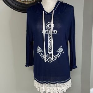 Women’s 3/4 sleeve blouse with anchor on front. Brand is Spoiled -Size Large